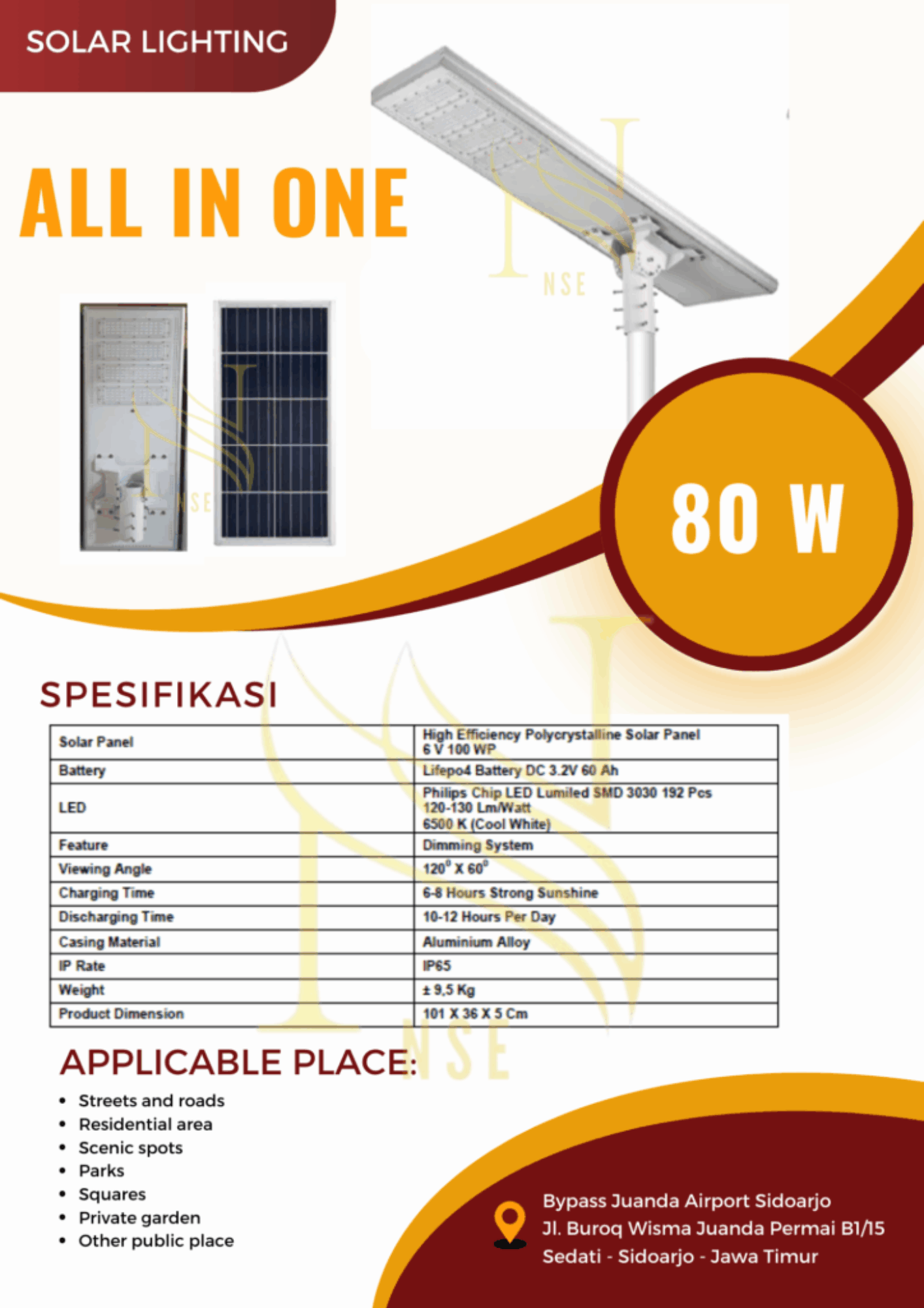 Lampu PJUTS All in One 80 W (No Sensor)