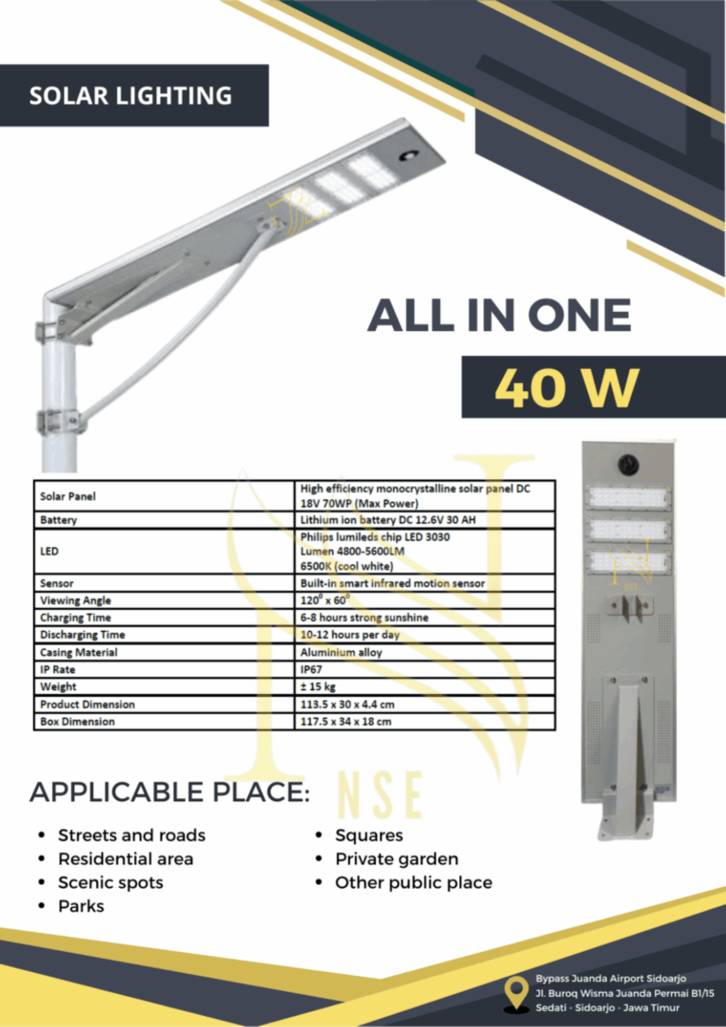 Lampu PJUTS All in One 40 W (Sensor)