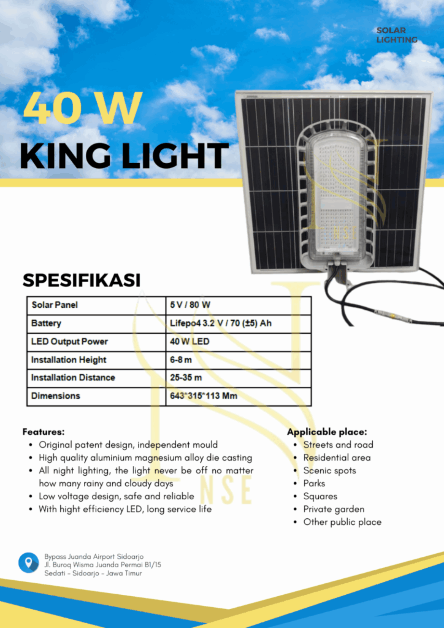 Lampu PJUTS 2in1 King Light 40 W
