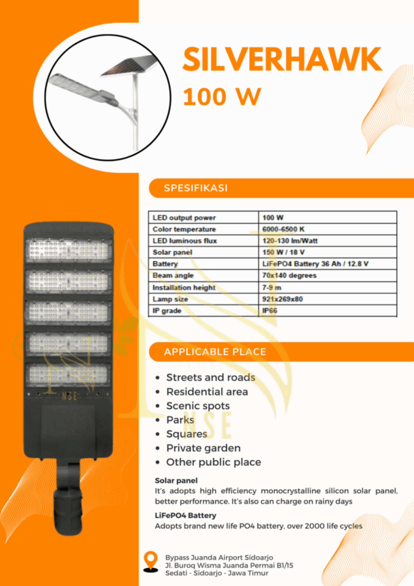 Lampu PJUTS 2in1 Silver Hawk 100 W