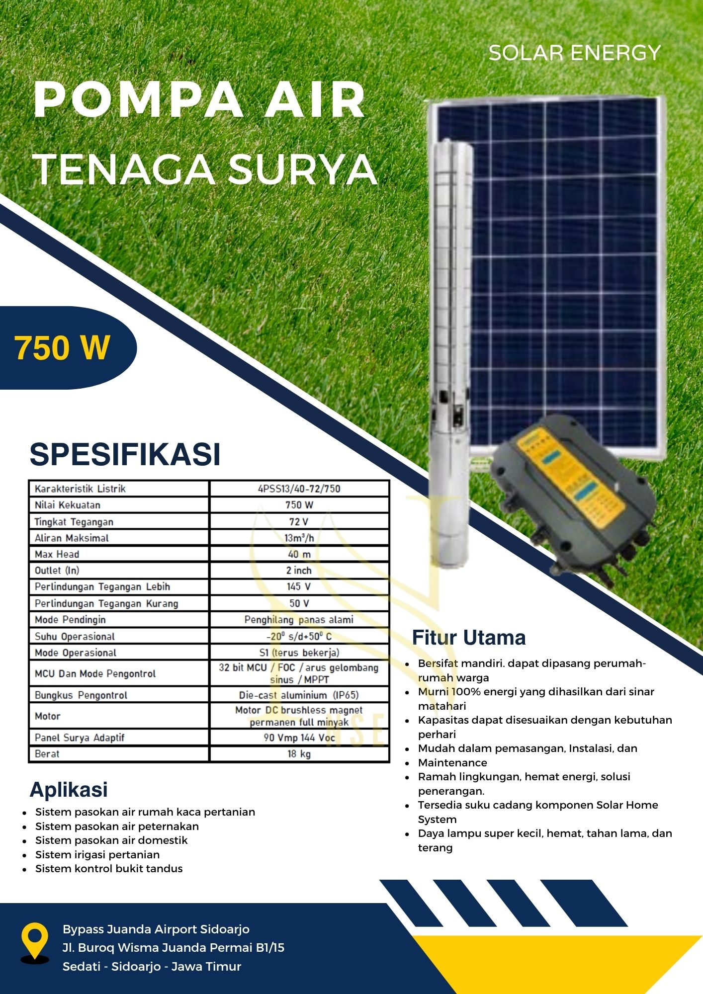 Pompa Air Tenaga Surya 750 W