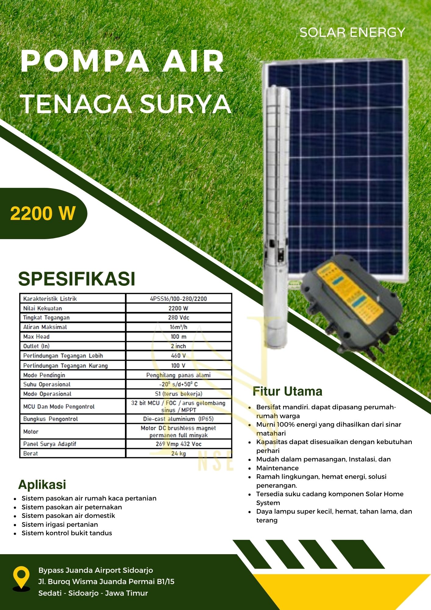 Pompa Air Tenaga Surya 2200 W